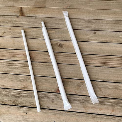 Wrapped Jumbo Paper Straws, 7.75", Paper, White, 1,280/carton