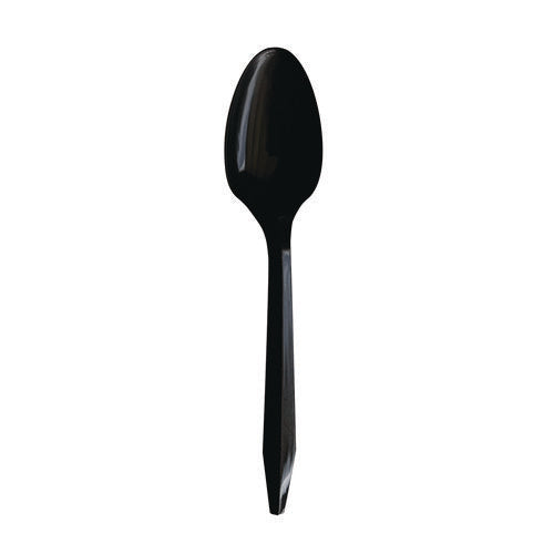 Mediumweight Polypropylene Cutlery, Teaspoon, Black, 1,000/carton