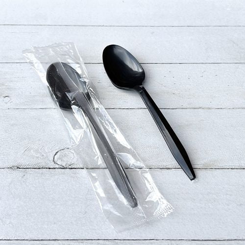 Mediumweight Polypropylene Cutlery, Teaspoon, Black, 1,000/carton