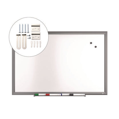 Magnetic Porcelain Dry Erase Board, 36" X 24", White Surface, Gray/natural Aluminum Frame