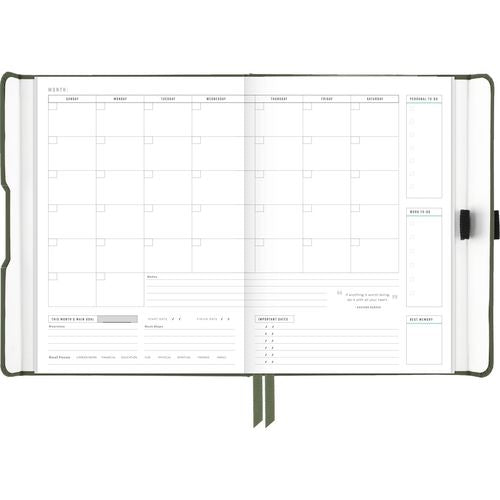 Foundation Undated Weekly/monthly Planner, 8.5" X 6.75", Green Cover, 12-month: Undated