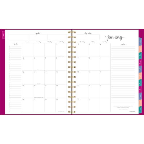 Harmony Weekly/monthly Poly Planner, 8.88 X 7.69, Purple/gold Cover, 13-month (jan To Jan): 2025 To 2026