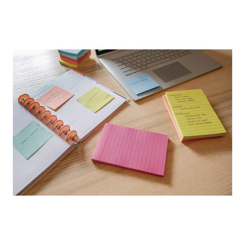 Note Pads In Summer Joy Color Collection Colors, 4" X 6", Note Ruled, 90 Sheets/pad, 5 Pads/pack