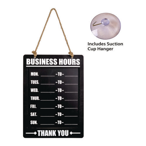 Business Hours Indoor/outdoor Hanging Chalkboard, 10 X 0.38 X 20.75, Black/white