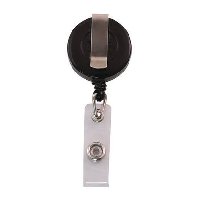 Clip-on Badge Reel, Extends 30", Black, 25/pack