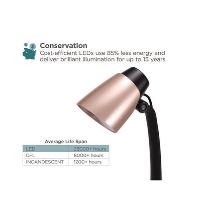 Modern Led Desk Lamp, Black/rose Gold