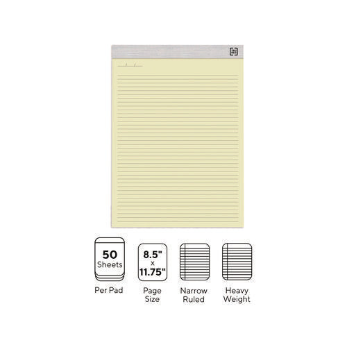 Notepads, Narrow Rule, 50 Canary Yellow 8.5 X 11.75 Sheets, 6/pack