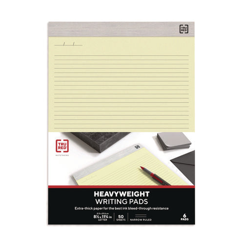 Notepads, Narrow Rule, 50 Canary Yellow 8.5 X 11.75 Sheets, 6/pack