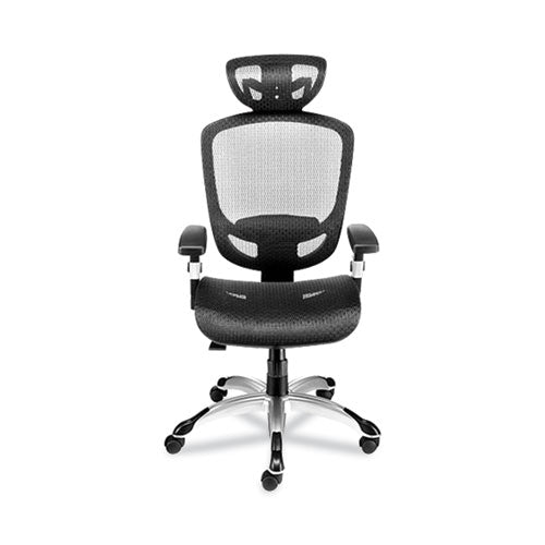 Flexfit Hyken Mesh Task Chair, Supports Up To 300 Lbs, 17.24" To 20.98" Seat Height, Black Seat, Black Back.silver Base