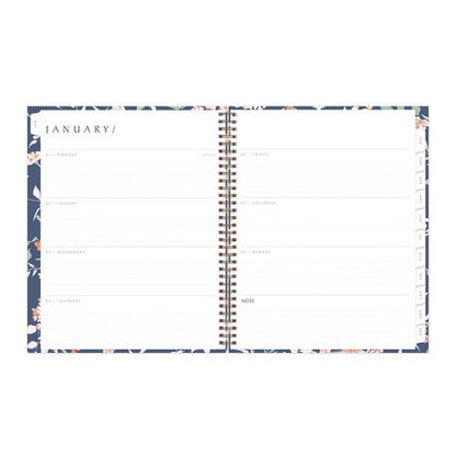 One Tree Planted Effie Weekly/monthly Planner, Floral Artwork, 11" X 8.5", Blue/peach/green Cover, 12-month (jan-dec): 2025