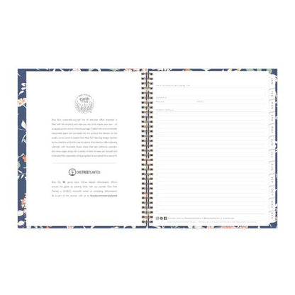 One Tree Planted Effie Weekly/monthly Planner, Floral Artwork, 11" X 8.5", Blue/peach/green Cover, 12-month (jan-dec): 2025