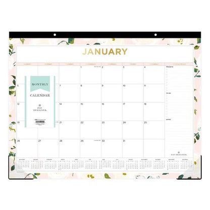 Day Designer Coming Up Roses Monthly Desk Pad Calendar, Floral Artwork, 22 X 17, Cream/blush Sheets, 12-month (jan-dec): 2025