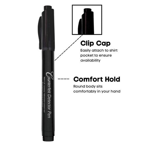 Counterfeit Bill Detector Marker Pen, 3 X 7.25 X 0.6, Black, 50/pack