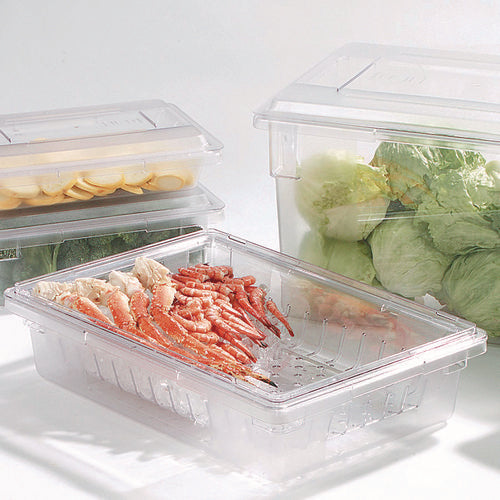 Storplus Polycarbonate Food Storage Container, 8.5 Gal, 18" X 26" X 6", Clear Plastic