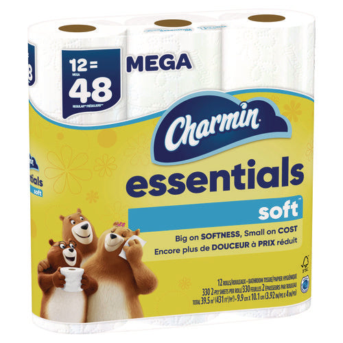 Essentials Soft Bathroom Tissue, Septic Safe, 2-ply, White, 330 Sheets/roll, 12 Rolls/carton