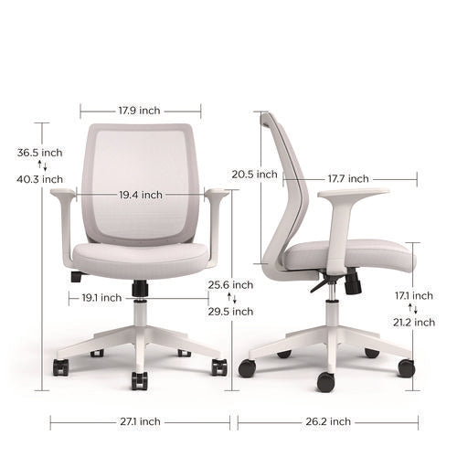 Wessex Ergonomic Fabric Mesh Swivel Task Chair, Supports Up To 275 Lb, 17.09 To 20.83 Seat Height, Gray Seat/back, White Base