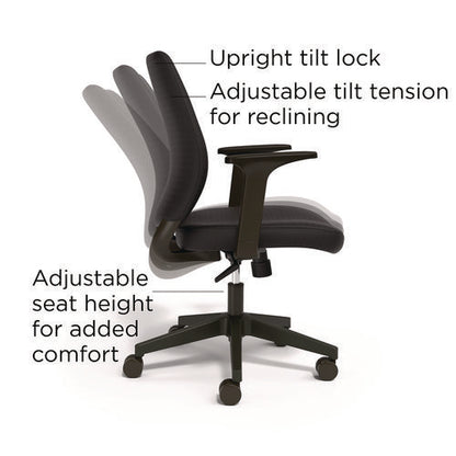 Wessex Ergonomic Fabric Task Chair, Supports Up To 275 Lb, 17.13 To 20.83 Seat Height, Black Seat/back, Black Base