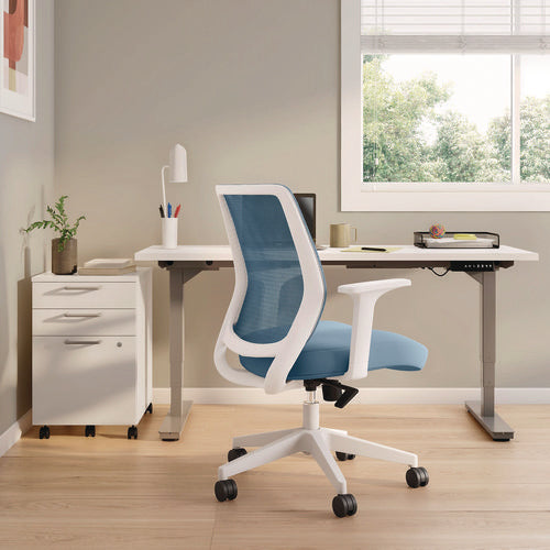 Wessex Ergonomic Fabric Mesh Swivel Task Chair, Up To 275 Lb, 17.09 To 20.83 Seat Height, Seafoam Seat/back, White Base