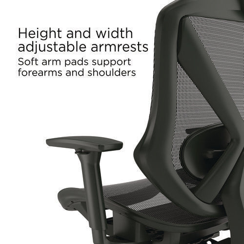 Taunton Ergonomic Mesh Swivel Task Chair, Supports Up To 275 Lb, 17.44 To 20.98 Seat Height, Black Seat/back, Black Base