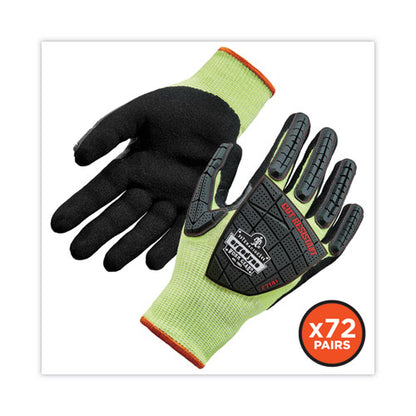 Proflex 7141 Ansi A4 Dir Nitrile-coated Cr Gloves, Lime, Large, 72 Pairs/pack