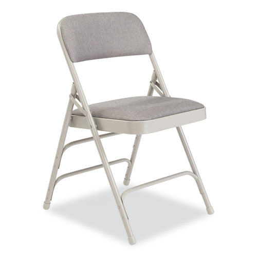 2300 Series Fabric Triple Brace Double Hinge Premium Folding Chair, Supports Up To 500 Lb, Greystone, 4/carton