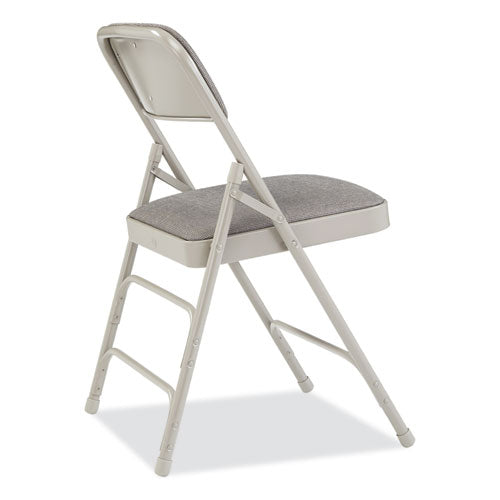 2300 Series Fabric Triple Brace Double Hinge Premium Folding Chair, Supports Up To 500 Lb, Greystone, 4/carton