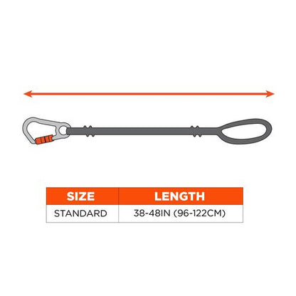 Squids 3104f(x) Tool Lanyard With Carabiner/choke Loop, 10 Lb Max Working Capacity, 38" To 48" Long, Gray/orange