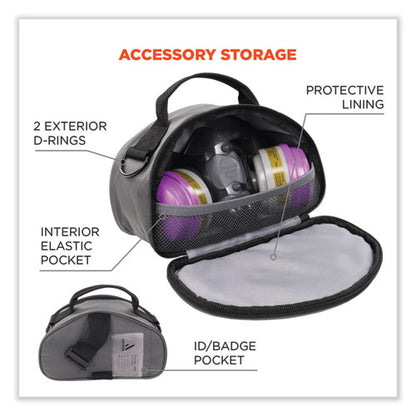 Arsenal 5187 Clamshell Half Respirator Bag With Zipper Closure, 4 X 9 X 5, Gray