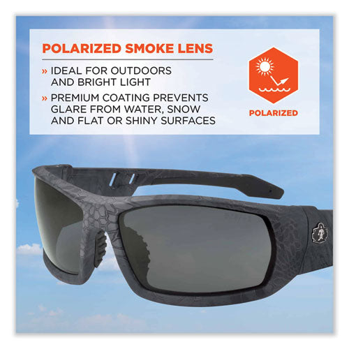 Skullerz Odin Safety Glasses, Kryptek Typhon Nylon Impact Frame, Polarized Smoke Polycarbonate Lens