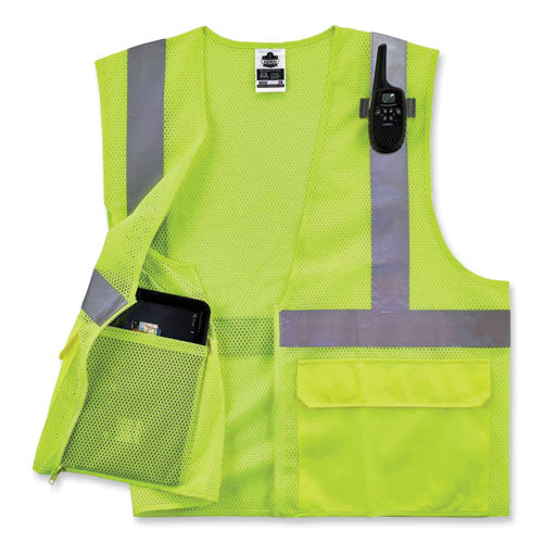 Glowear 8220z Class 2 Standard Mesh Zipper Vest, Polyester, Small/medium, Lime