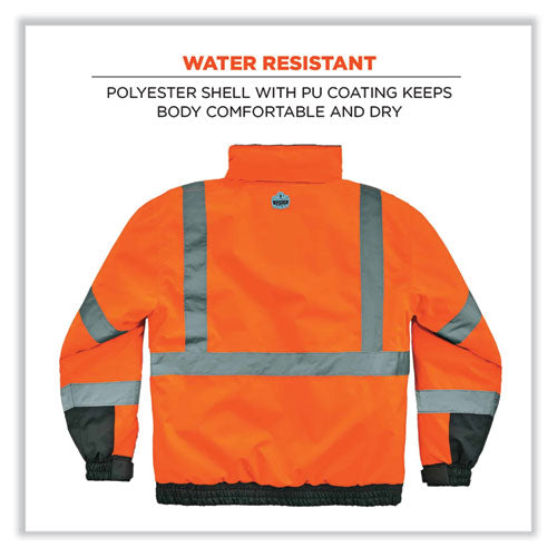 Glowear 8377 Class 3 Hi-vis Quilted Bomber Jacket, Orange, 4x-large