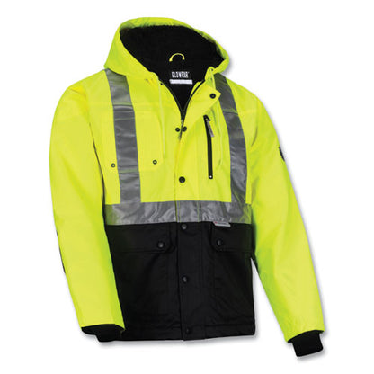 Glowear 8275 Class 2 Heavy-duty Hi-vis Workwear Sherpa Lined Jacket, Medium, Lime