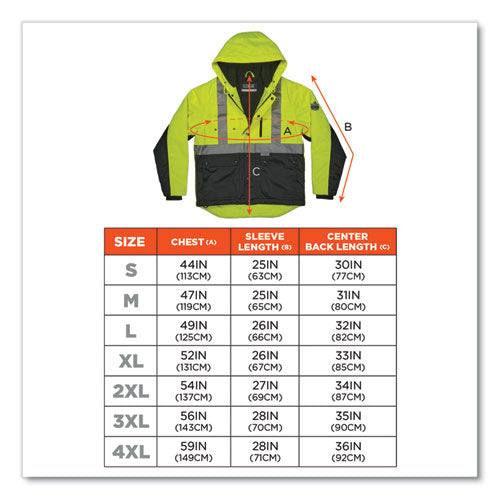 Glowear 8275 Class 2 Heavy-duty Hi-vis Workwear Sherpa Lined Jacket, Medium, Lime