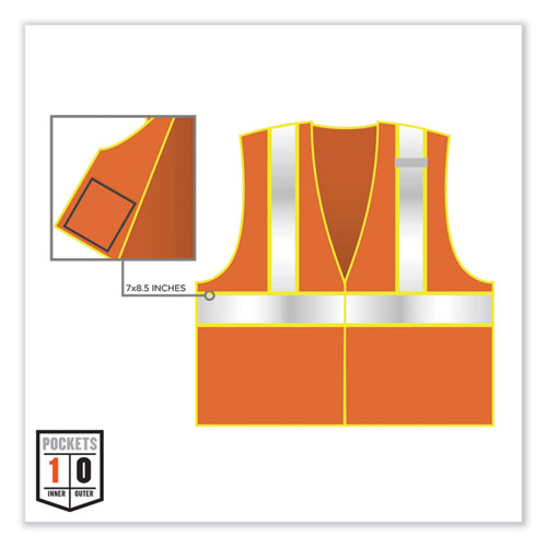 Glowear 8230z Class 2 Two-tone Mesh Zipper Vest, Polyester, Small/medium, Orange