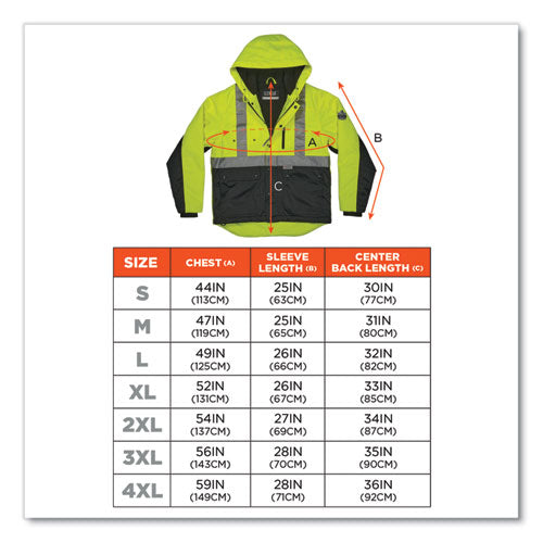 Glowear 8275 Class 2 Heavy-duty Hi-vis Workwear Sherpa Lined Jacket, Small, Lime