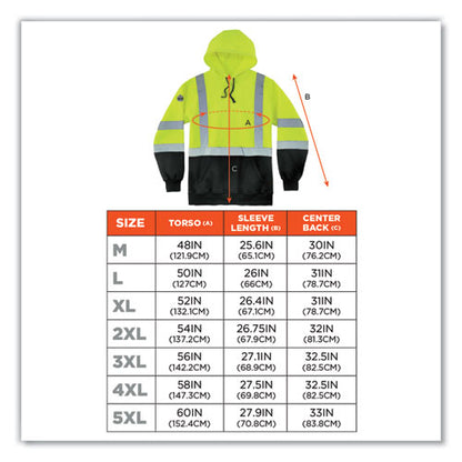 Glowear 8373 Hi-vis Class 3 Hooded Sweatshirt With Black Bottom, Polar Fleece, Lime, 4x-large