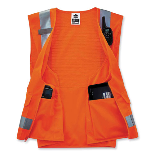 Glowear 8250z Class 2 Surveyors Zipper Vest, Polyester, Large/x-large, Orange