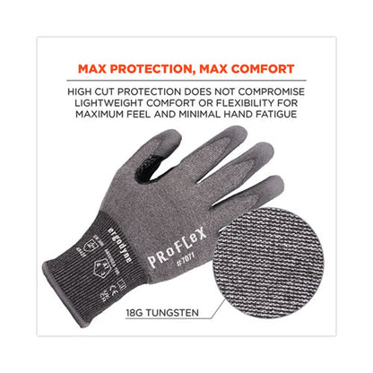 Proflex 7071 Ansi A7 Pu Coated Cr Gloves, Gray, Small, Pair