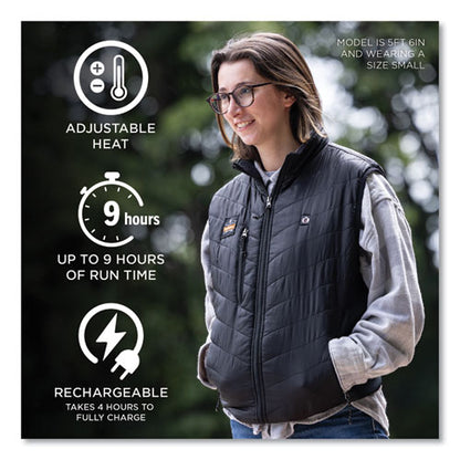 N-ferno 6495 Rechargeable Heated Vest With Battery Power Bank, Fleece/polyester, X-large, Black