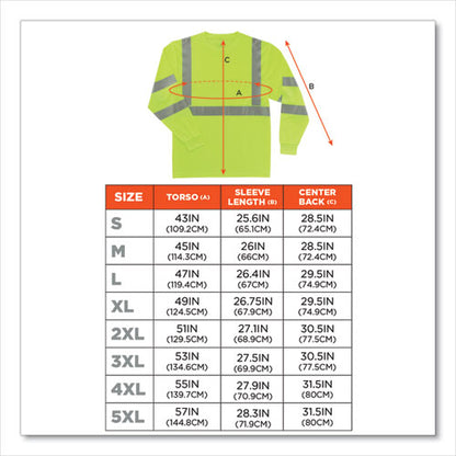 Glowear 8391 Class 3 Hi-vis Long Sleeve Shirt, Polyester, Lime, X-large