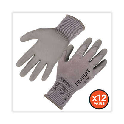 Proflex 7024 Ansi A2 Pu Coated Cr Gloves, Gray, Small, 12 Pairs/pack