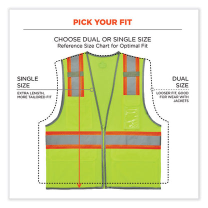 Glowear 8246z Class 2 Two-tone Mesh Reflective Binding Zipper Vest, Polyester, Small/medium, Lime