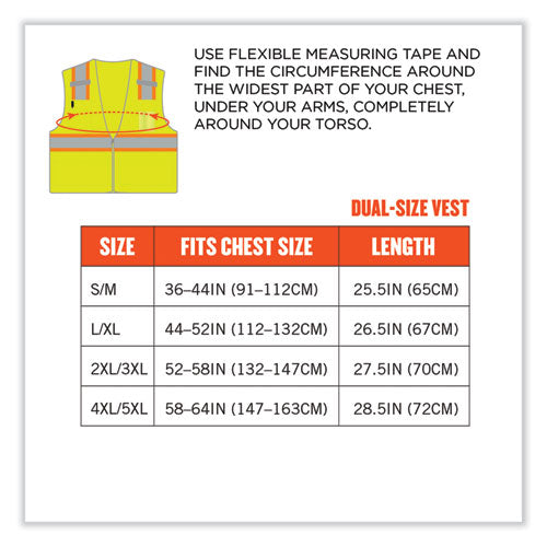 Glowear 8246z Class 2 Two-tone Mesh Reflective Binding Zipper Vest, Polyester, Small/medium, Lime