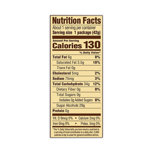 Sugar Free Chewy Caramel Candy, 1.46 Oz Bag, 12 Bags/carton