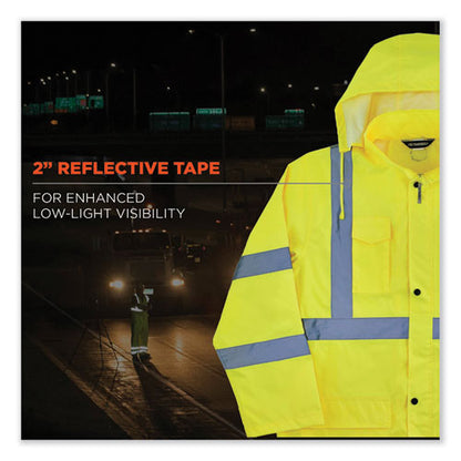 Glowear 8366 Class 3 Lightweight Hi-vis Rain Jacket, Polyester, 3x-large, Lime