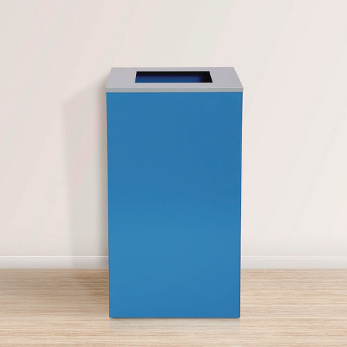 29 Gallon Trash/recycling Cans, Steel, Blue Can With Square Lid