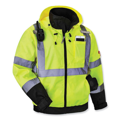 Glowear 8379 Class 3 Hi-vis Fleece Lined Bomber Jacket, Lime, Large