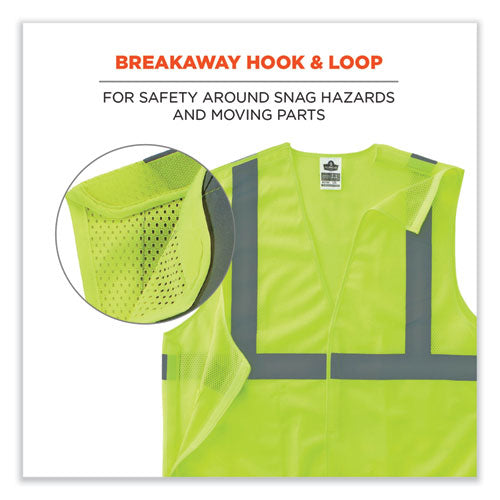 Glowear 8215ba-s Single Size Class 2 Economy Breakaway Mesh Vest, Polyester, Small, Lime