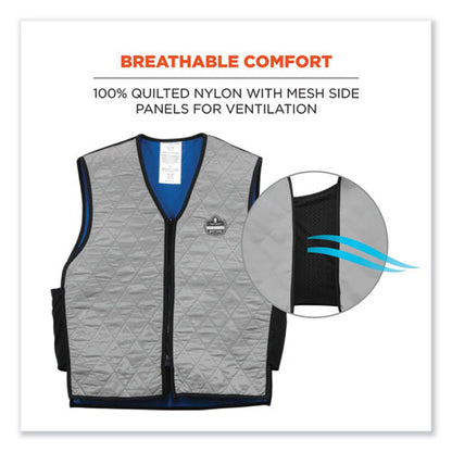 Chill-its 6665 Embedded Polymer Cooling Vest With Zipper, Nylon/polymer, X-large, Gray