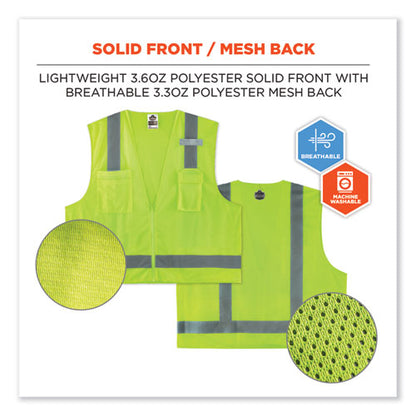 Glowear 8249z-s Single Size Class 2 Economy Surveyors Zipper Vest, Polyester, 4x-large, Lime